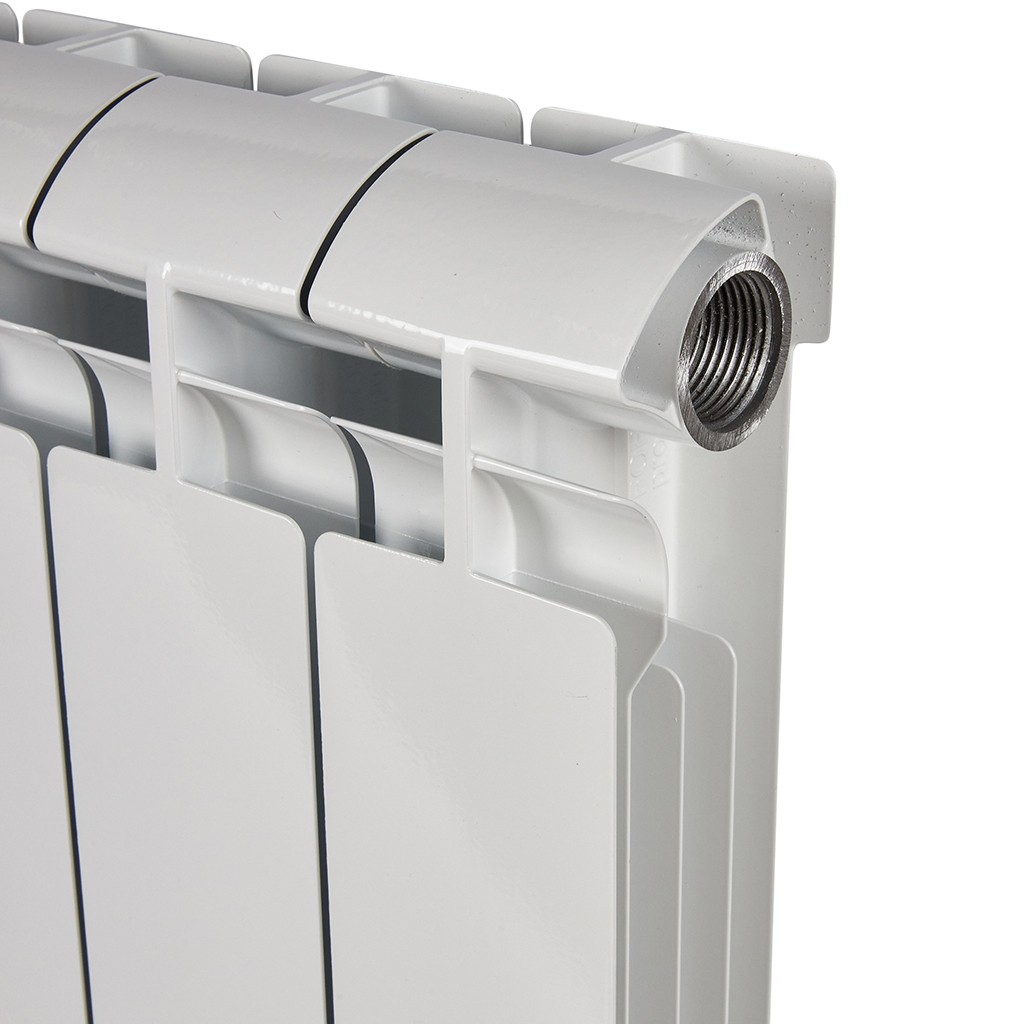 Радиатор алюминиевый STOUT ALPHA 350 8 секций боковое подключение (белый RAL 9016), SRA-2310-035008