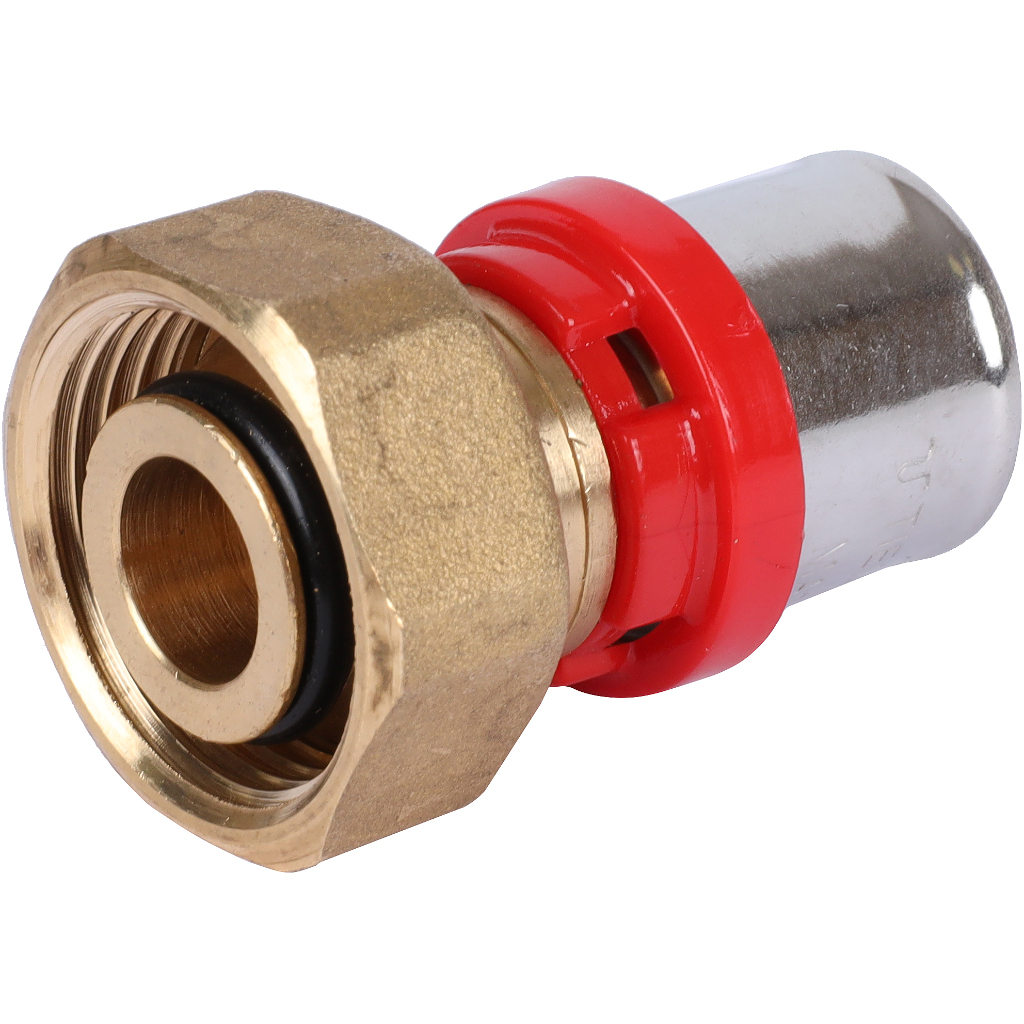 Муфта TIEMME с накидной гайкой под евроконус 20x3/4EK для металлопластиковых труб прессовой, 1650110