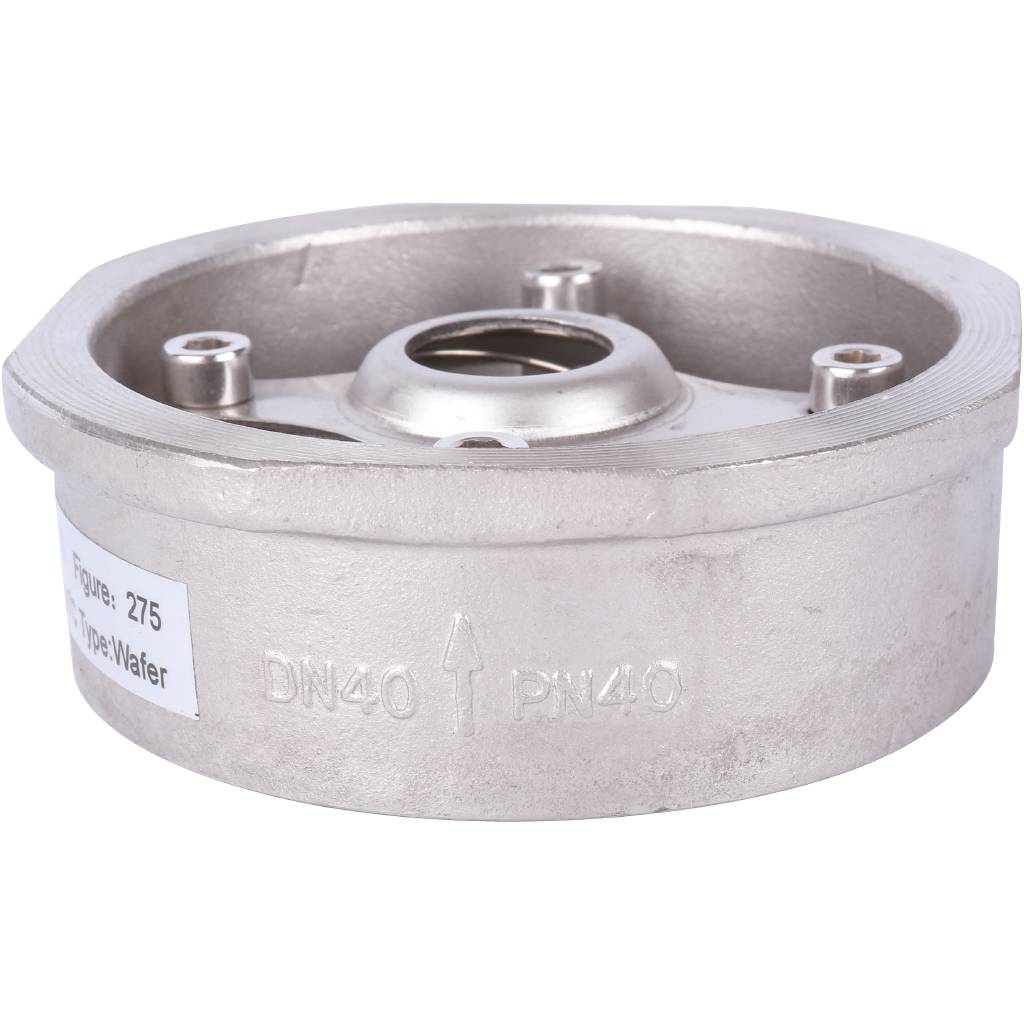 Клапан обратный пружинный ZETKAMA 275I Ду40 Ру40 межфланцевый из нерж. стали, 275I040E51