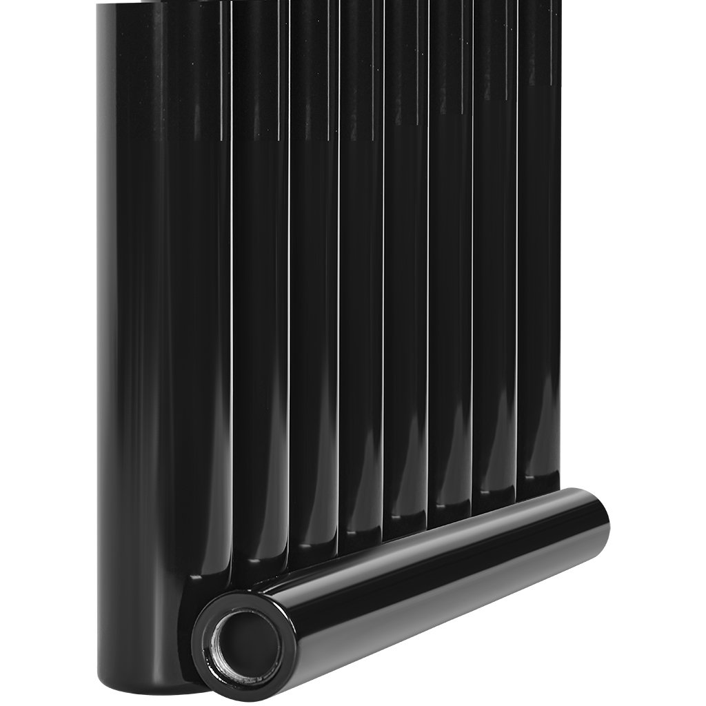 Стальной трубчатый радиатор STOUT TUBE ROUND 8 секций боковое подключение R40 1-1750-8 RAL9005, STR40117508RAL9005