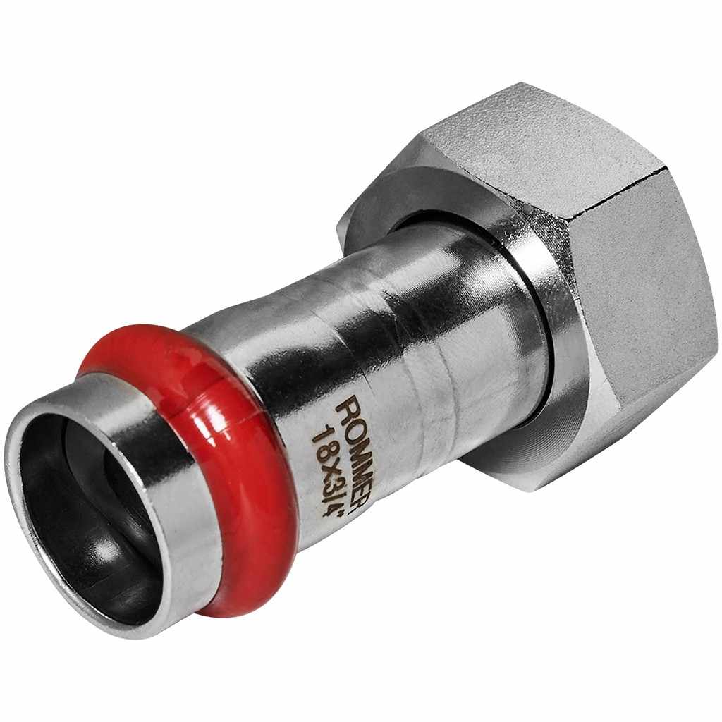 Переходник ROMMER с накидной гайкой ВПр-ВР, 18х3/4, из нержавеющей стали прессовой, RSS-1026-001834