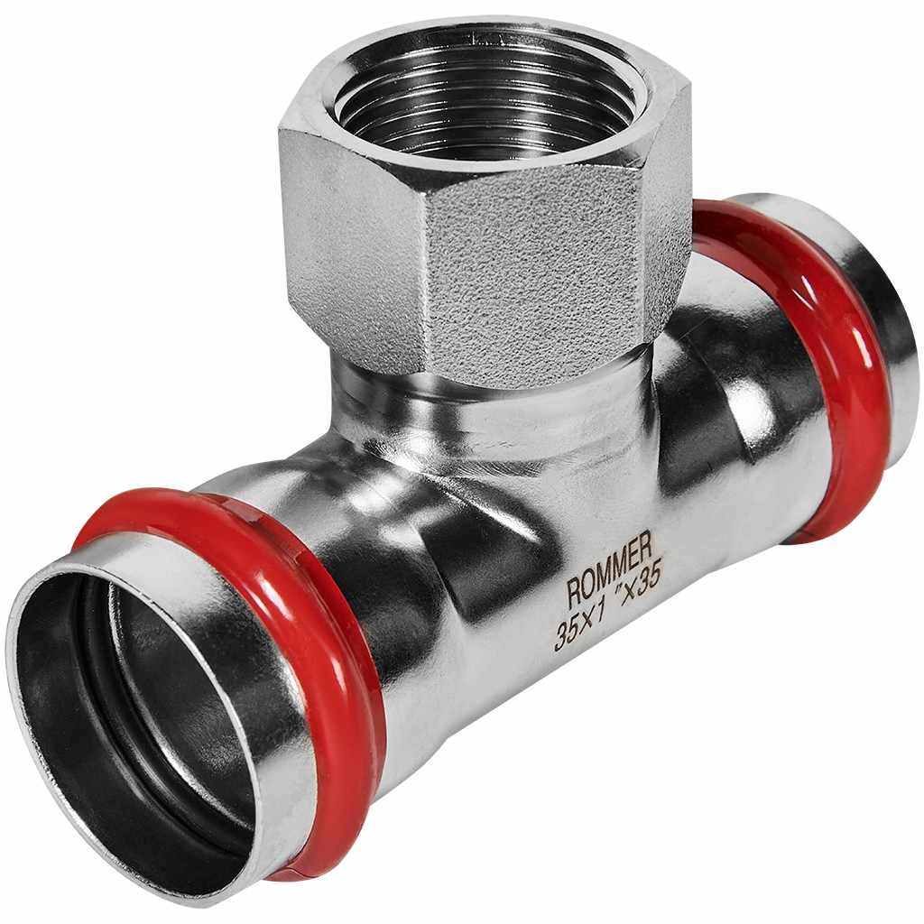 Тройник-Переходник ROMMER ВПр-ВР, 35х1, из нержавеющей стали прессовой, RSS-1015-000351