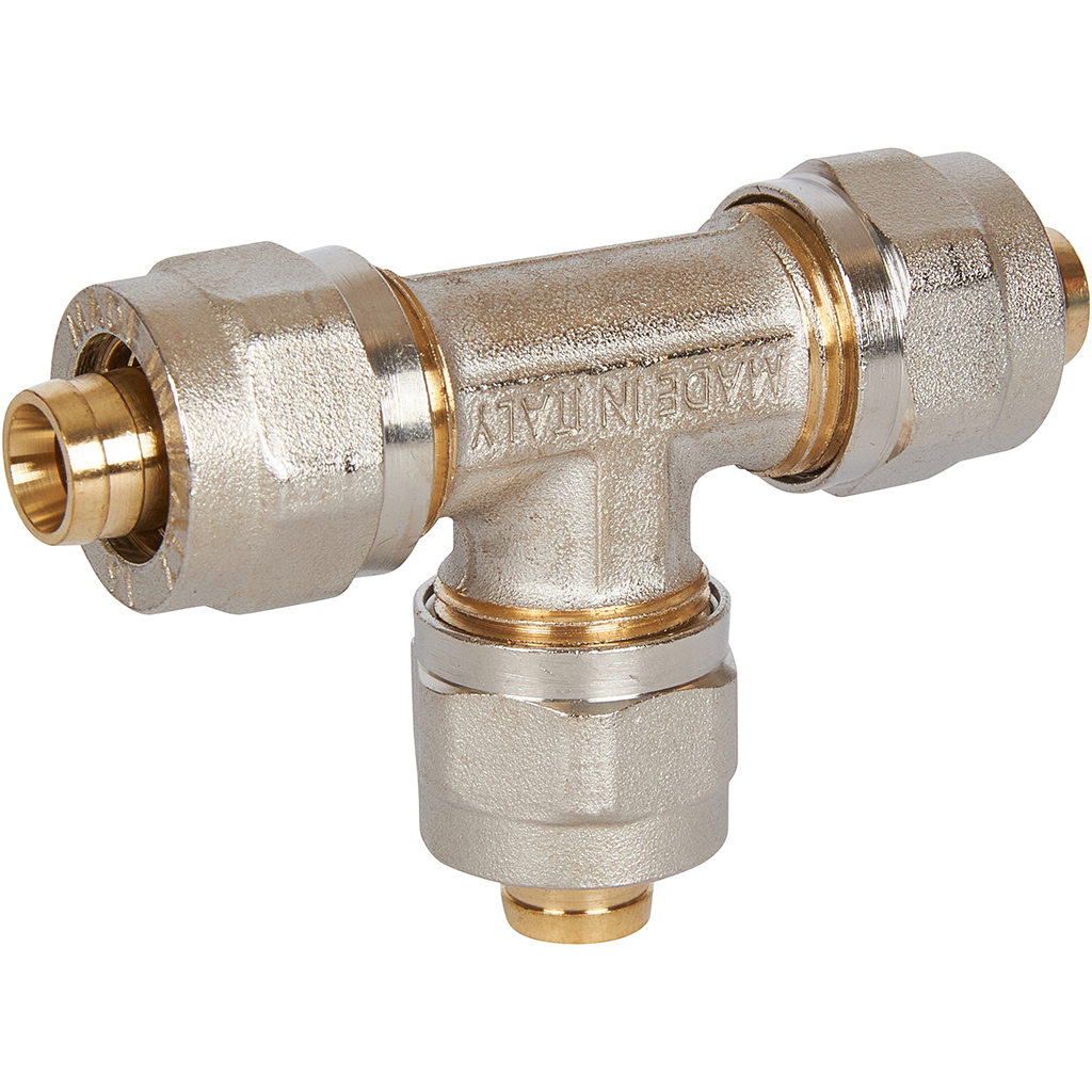 Тройник STOUT равнопроходный 16х16х16 для металлопластиковых труб винтовой, SFS-0009-000016