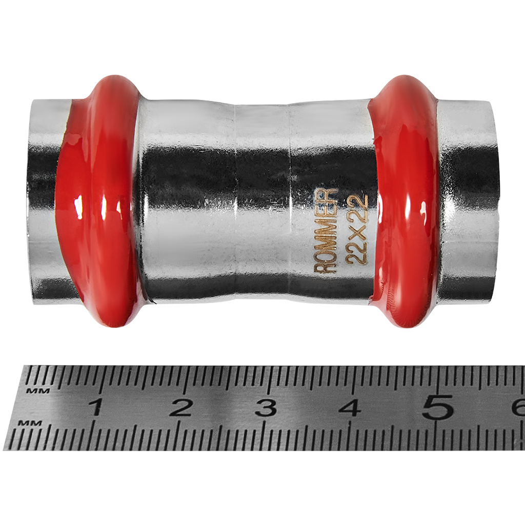 Муфта ROMMER равнопроходная, 22, из нержавеющей стали прессовой