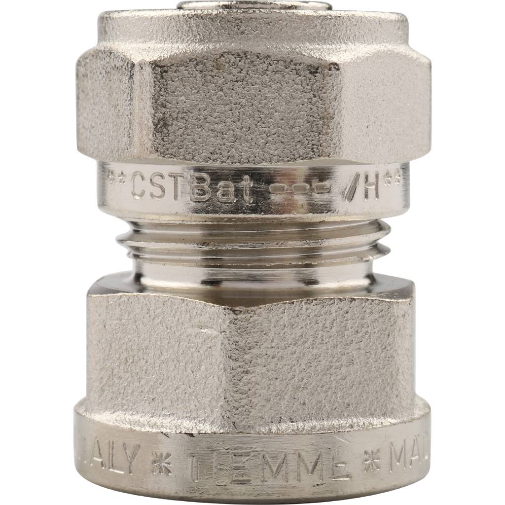 Муфта TIEMME с внутренней резьбой (16х2.0х1/2) для металлопластиковых труб винтовой, 1600004