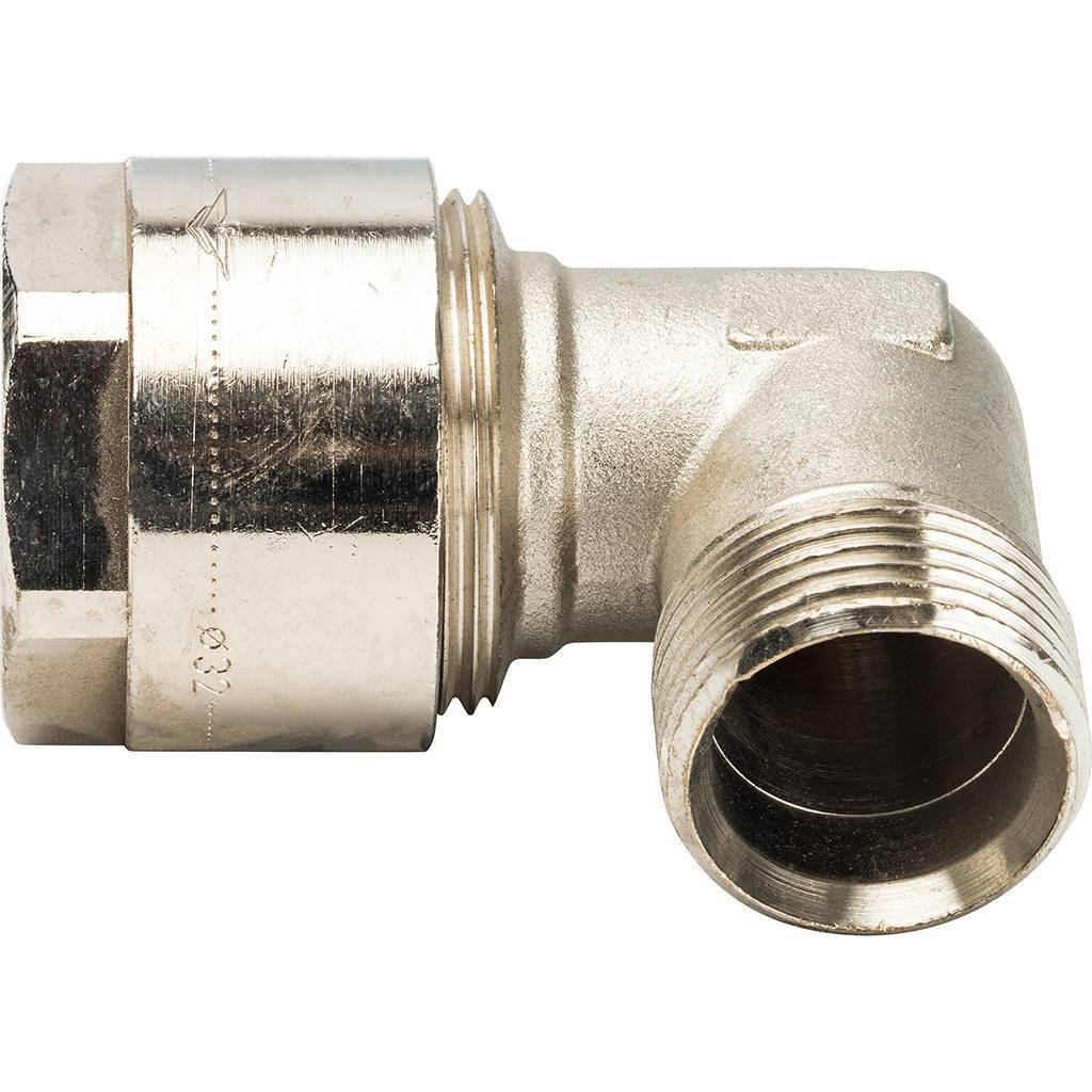 Угольник 90 с нар.резьбой Prandelli Multyrama (32х3,0х1) для металлопластиковых труб винтовой, 103.05.13.2