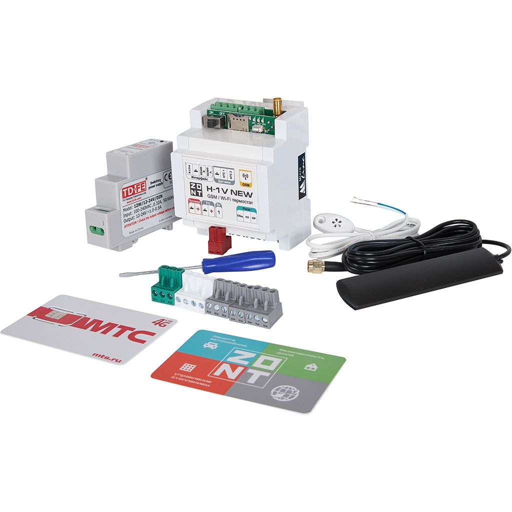 Термостат ZONT H-1V New GSM-Climate с GSM-модулем и адаптером 220/12 В