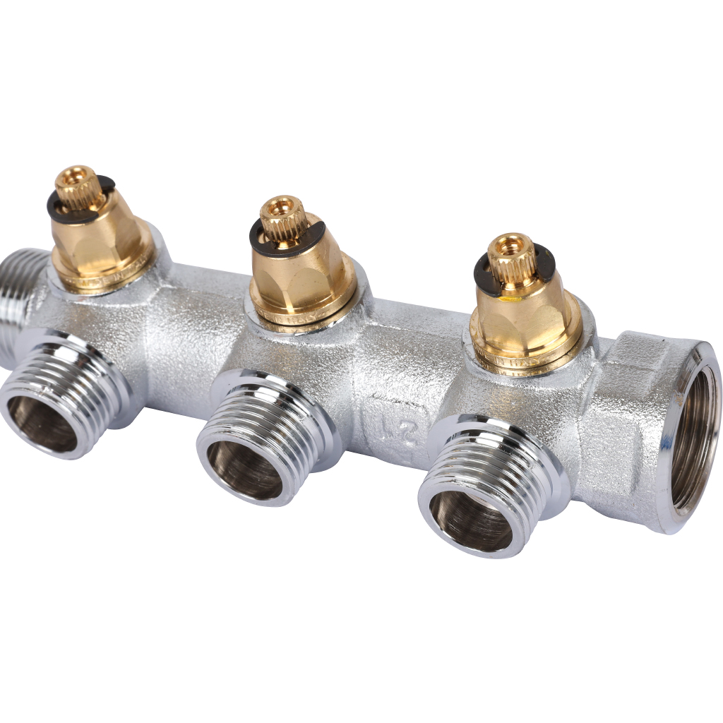 Коллектор регулирующий STOUT 3/4, 3 отвода 1/2  плоское уплотнение