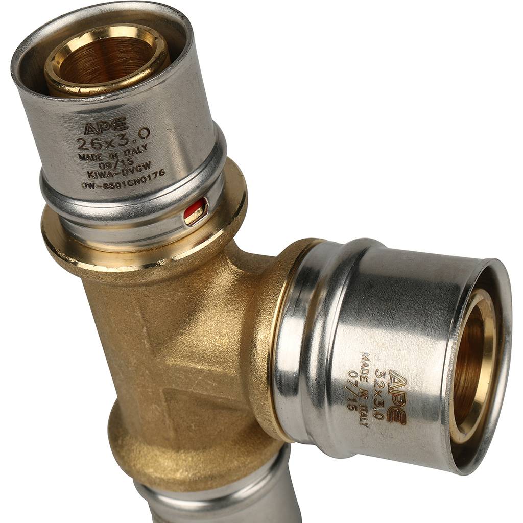 Тройник переходной STOUT 26х32х26 для металлопластиковых труб прессовой, SFP-0005-263226