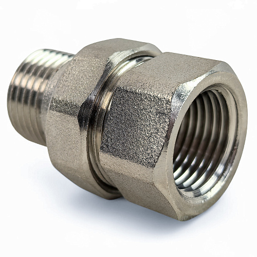 Американка прямая, латунь 1_1/2, никель, РТП