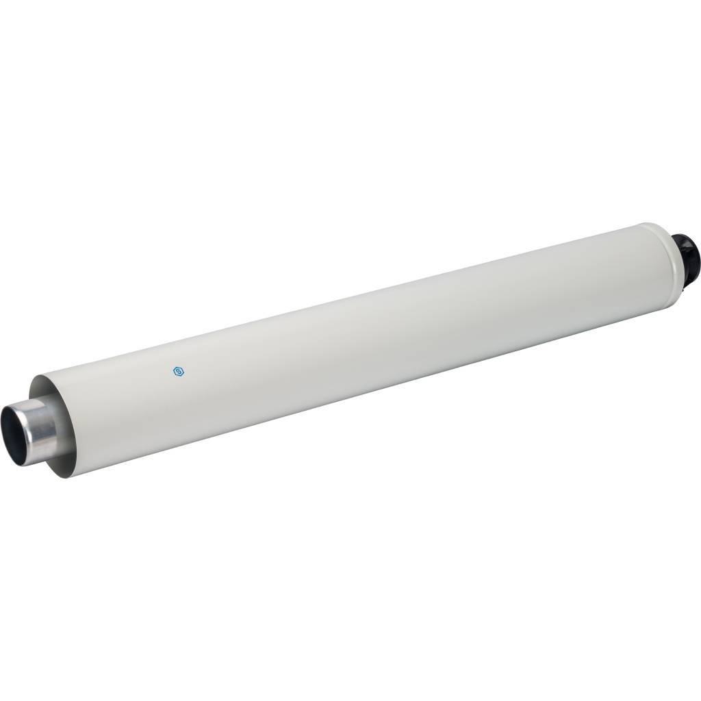 *SCA-6010-000830 STOUT Элемент дымохода DN60/100 конечный участок 830мм дымохода для горизонт. прохода через стену с оголовком из пластика, SCA-6010-000830