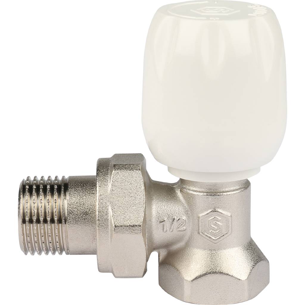 Клапан ручной терморегулирующий STOUT SVRs с неподъемным шпинделем, угловой 1/2, SVRs-1152-000015