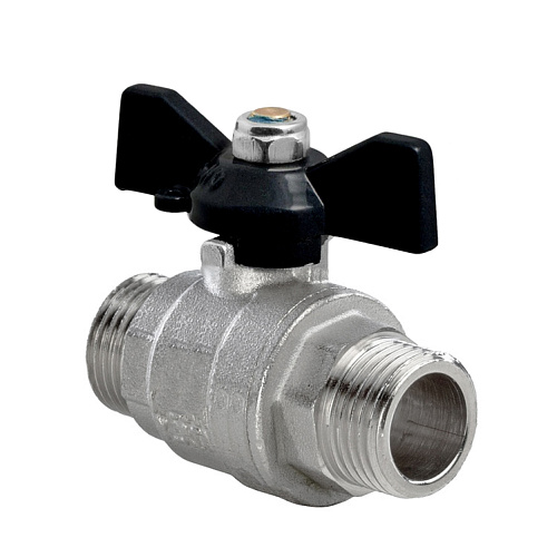 Кран шаровой ГОСТ ручка бабочка, латунь, наружная/наружная резьба  3/4,PN40 никель, RTP