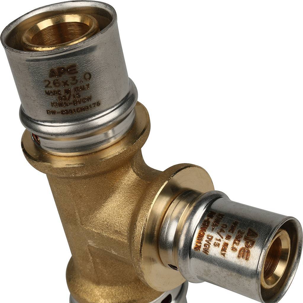 Тройник переходной STOUT 32х20х26 для металлопластиковых труб прессовой, SFP-0005-322026