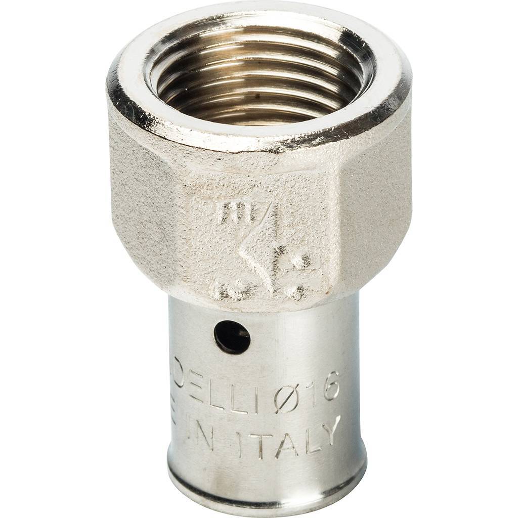 Муфта с внут.рез. Prandelli Multyrama (16х2,0)х1/2 для металлопластиковых труб прессовой, 109.02.51.6