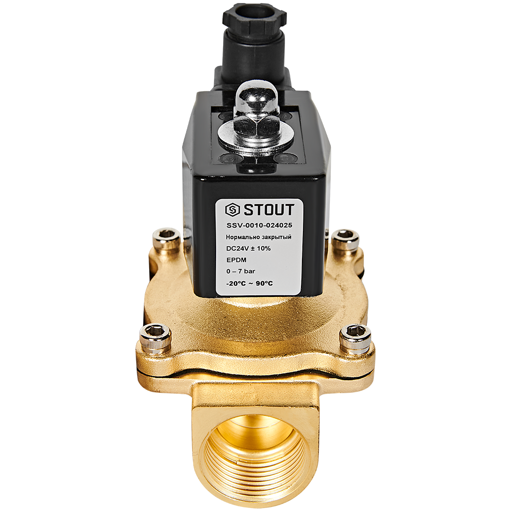 STOUT Клапан соленоидный (электромагнитный) прямого действия НЗ 24В G1 SSV-0010-024025