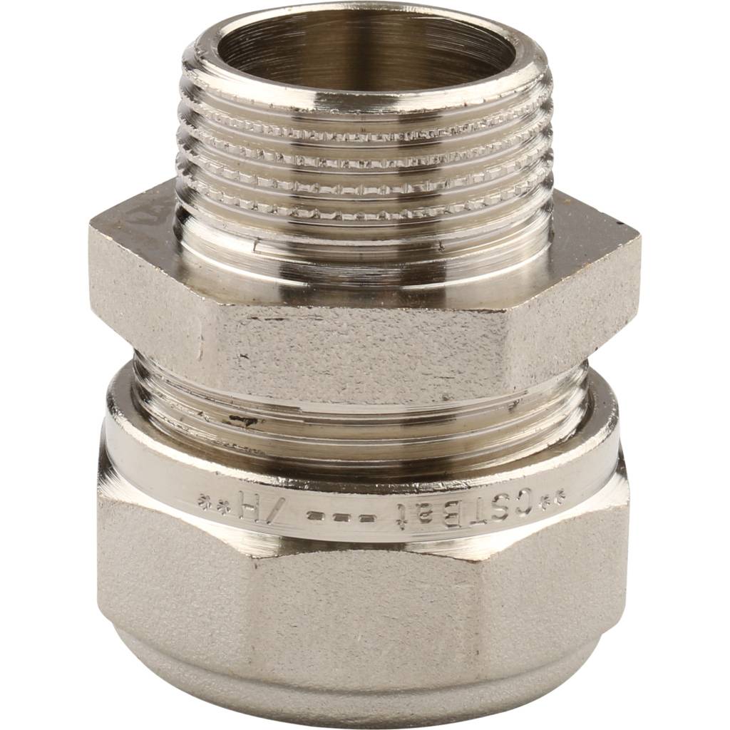 Муфта TIEMME с наружной резьбой (26х3.0х3/4) для металлопластиковых труб винтовой, 1600010