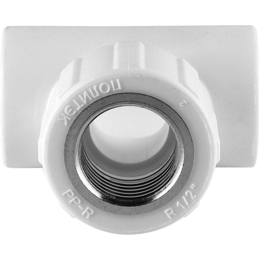 Тройник Политэк 20х1/2 с внутренней резьбой для полипропиленовых труб под сварку (цвет белый), 9500002012