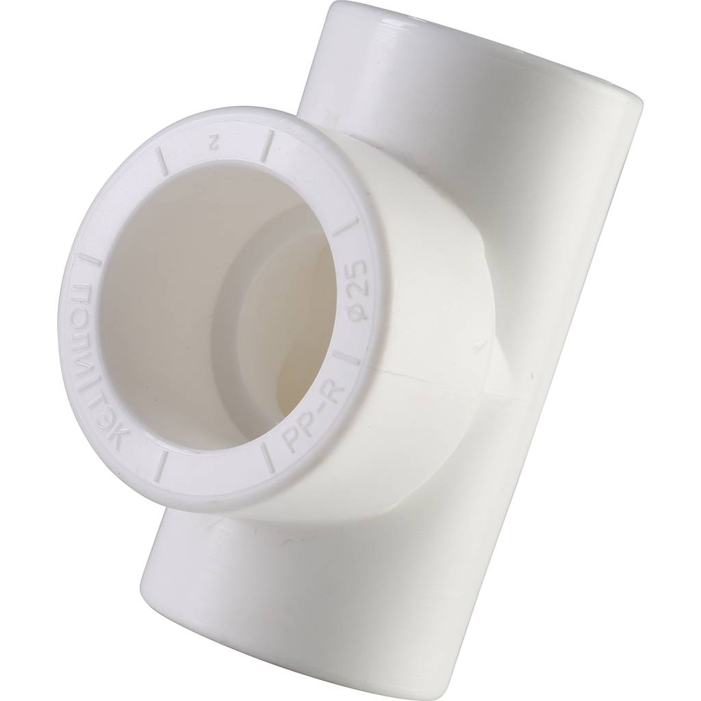 Тройник переходной Политэк 20х25х20 для полипропиленовых труб под сварку (цвет белый), 9300202520