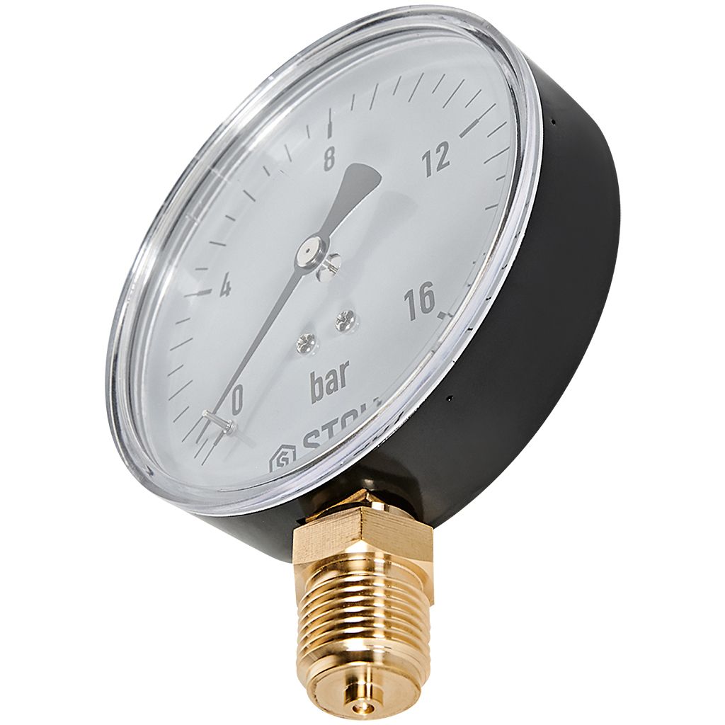 Манометр радиальный STOUT корпус Dn 100 мм 1/2 , 0...16 бар, кл.2.5