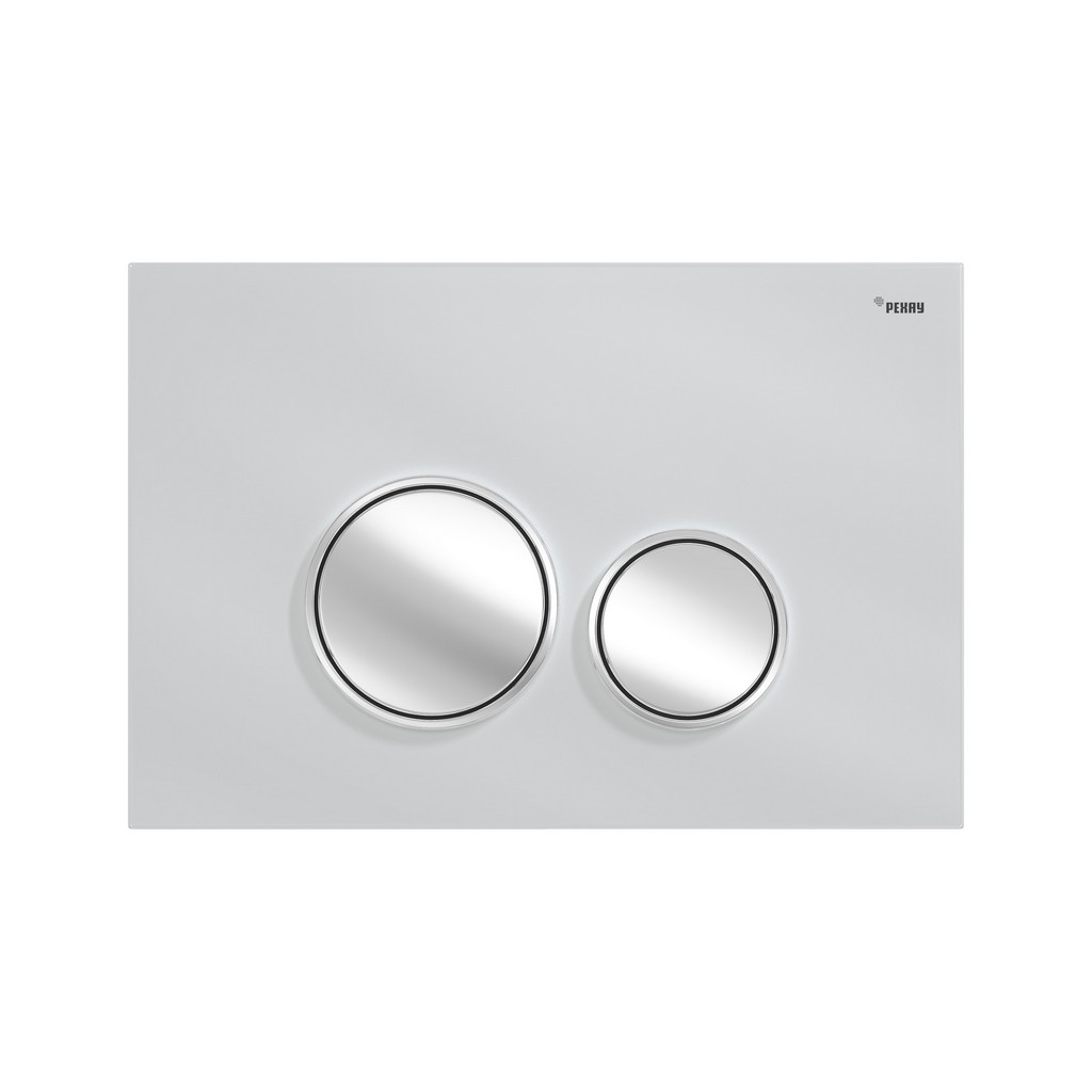 Панель смыва РЕХАУ NOVA ORB GLASS с круглыми клавишами, закаленное стекло, белый, клавиши и их контур хром, глянцевый, 19102901001