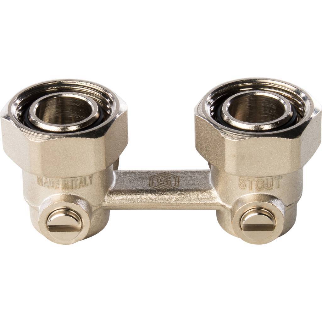 Узел нижнего подключения радиатора STOUT для двухтрубной системы, угловой  3/4, SVH-0004-000020