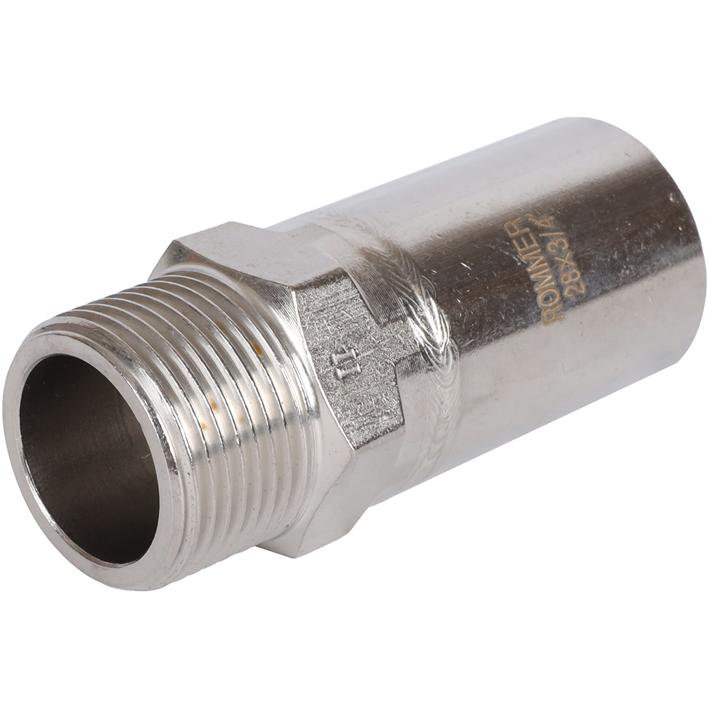 Вставка переходная НПр-НР ROMMER 28х3/4 из нержавеющей стали прессовой, RSS-0024-002834