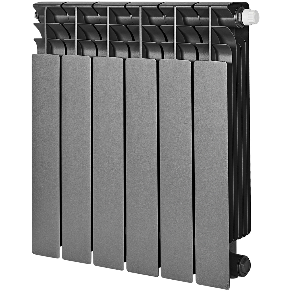 Радиатор биметаллический нижнее правое подключение STOUT TITAN VENTIL 500 6 секций (графит RAL 7024)