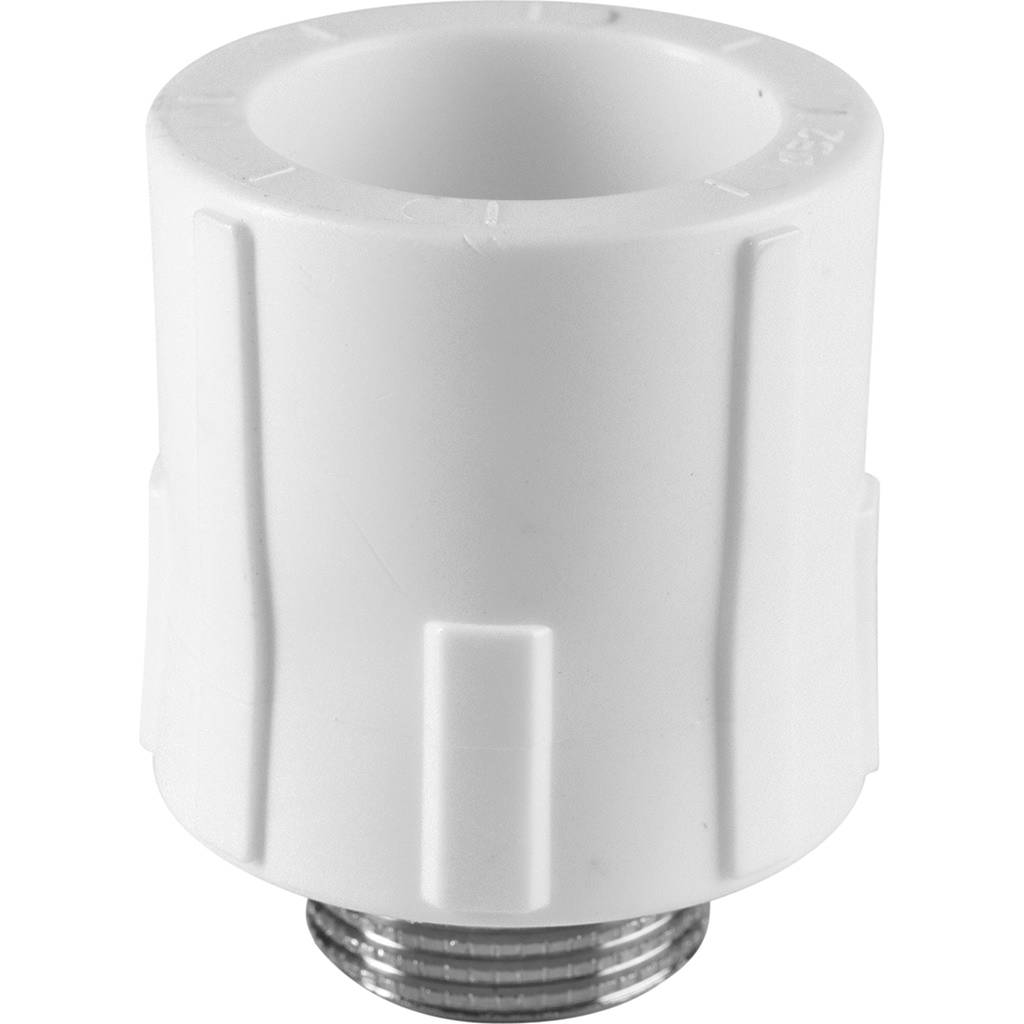 Муфта комбинированная Политэк 32х3/4 наруж. резьба для полипропиленовых труб под сварку (цвет белый), 9000003234