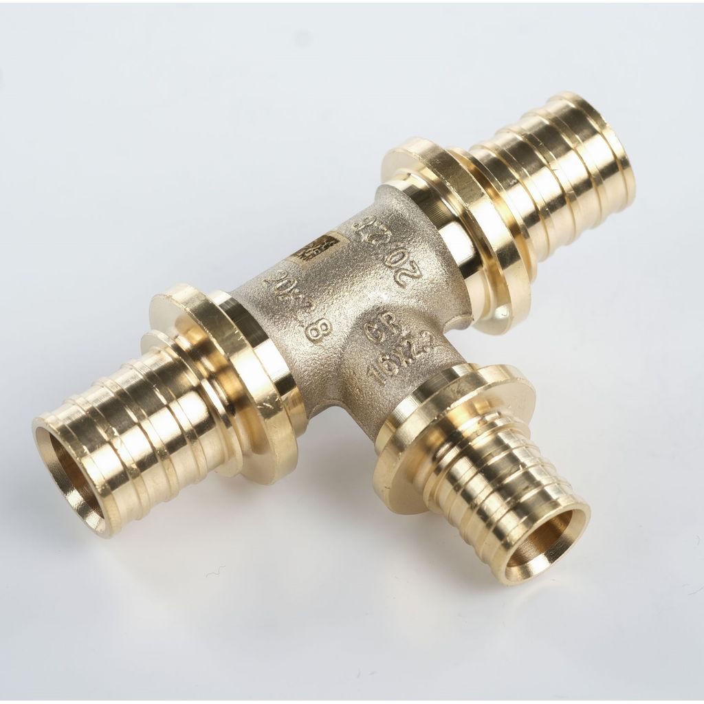 Тройник РЕХАУ с уменьшенным боковым проходом 20-16-20 MX для труб из сшитого полиэтилена аксиальный