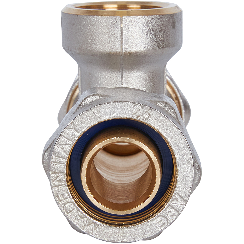 Тройник-переходник STOUT с внутренней резьбой 3/4 х26 для металлопластиковых труб винтовой, SFS-0012-003426