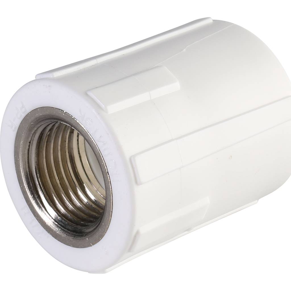 Муфта комбинированная Политэк 25х1/2 внутр. резьба для полипропиленовых труб под сварку (цвет белый)
