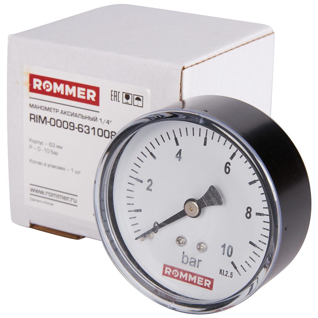 Манометр аксиальный ROMMER 63 мм 1/4