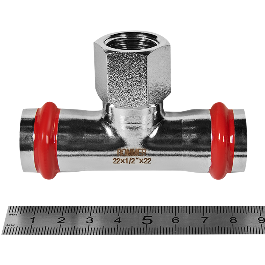 Тройник-переходник-ВР ROMMER 22х1/2 из нержавеющей стали прессовой