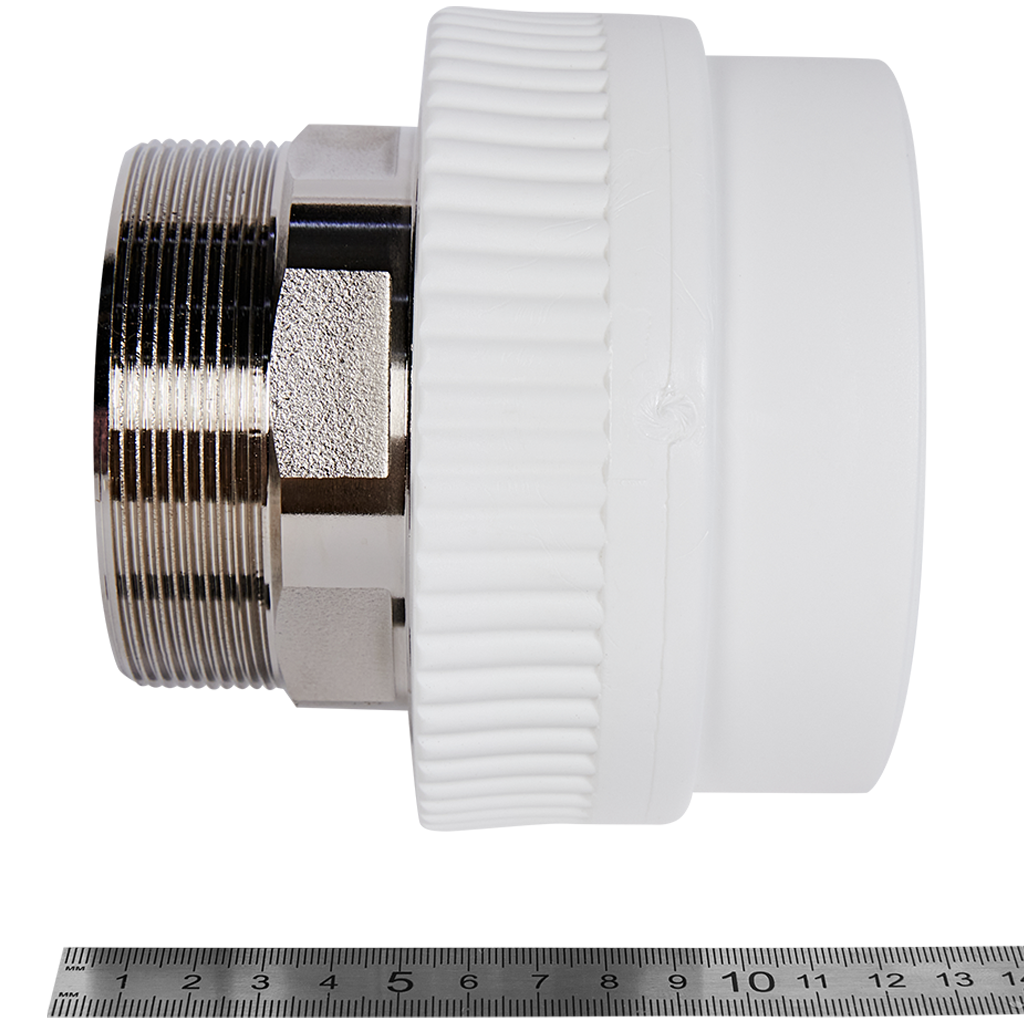 Муфта комбинированная Pro Aqua d= 90-3 PP-R под ключ НР Белая