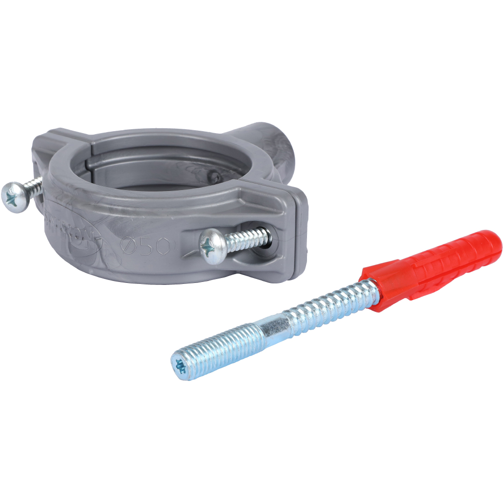 Хомут Sinikon ПП D 050 серый стандарт со шпилькой и дюбелем