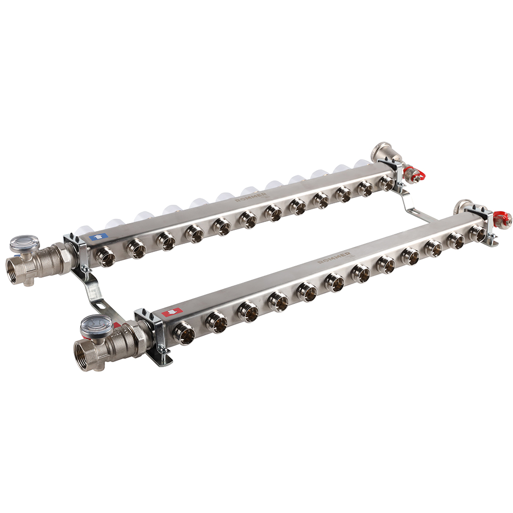 Коллектор из нержавеющей стали в сборе без расходомеров ROMMER 12 выходов, RMS-3210-000012