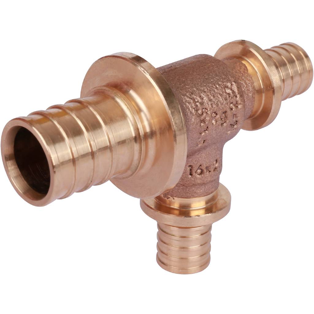 Тройник РЕХАУ RAUTITAN PLATINUM с уменьшенным боковым и торцевым проходами 25-16-16 RX для труб из сшитого полиэтилена аксиальный