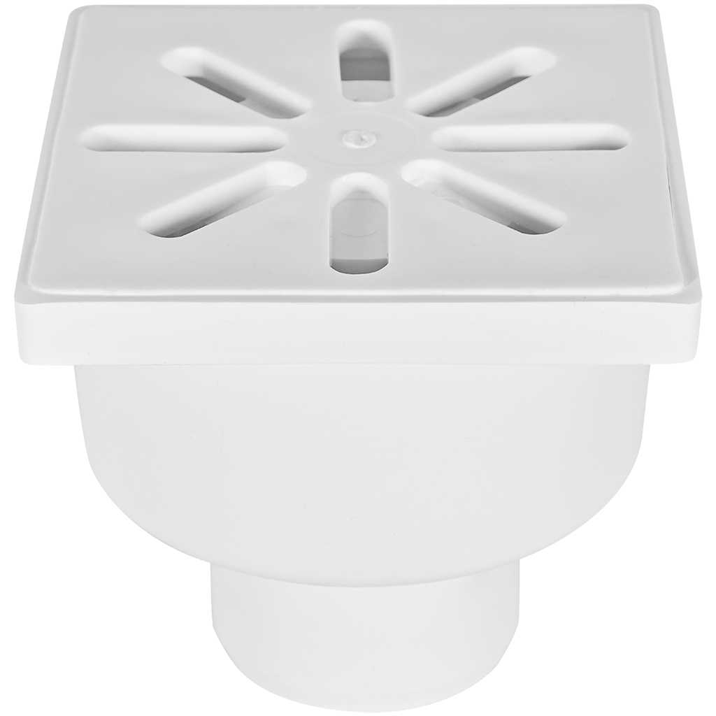 Трап нерегулируемый, прямой Sinikon пластиковая решетка 100*100 (Белый) D 50