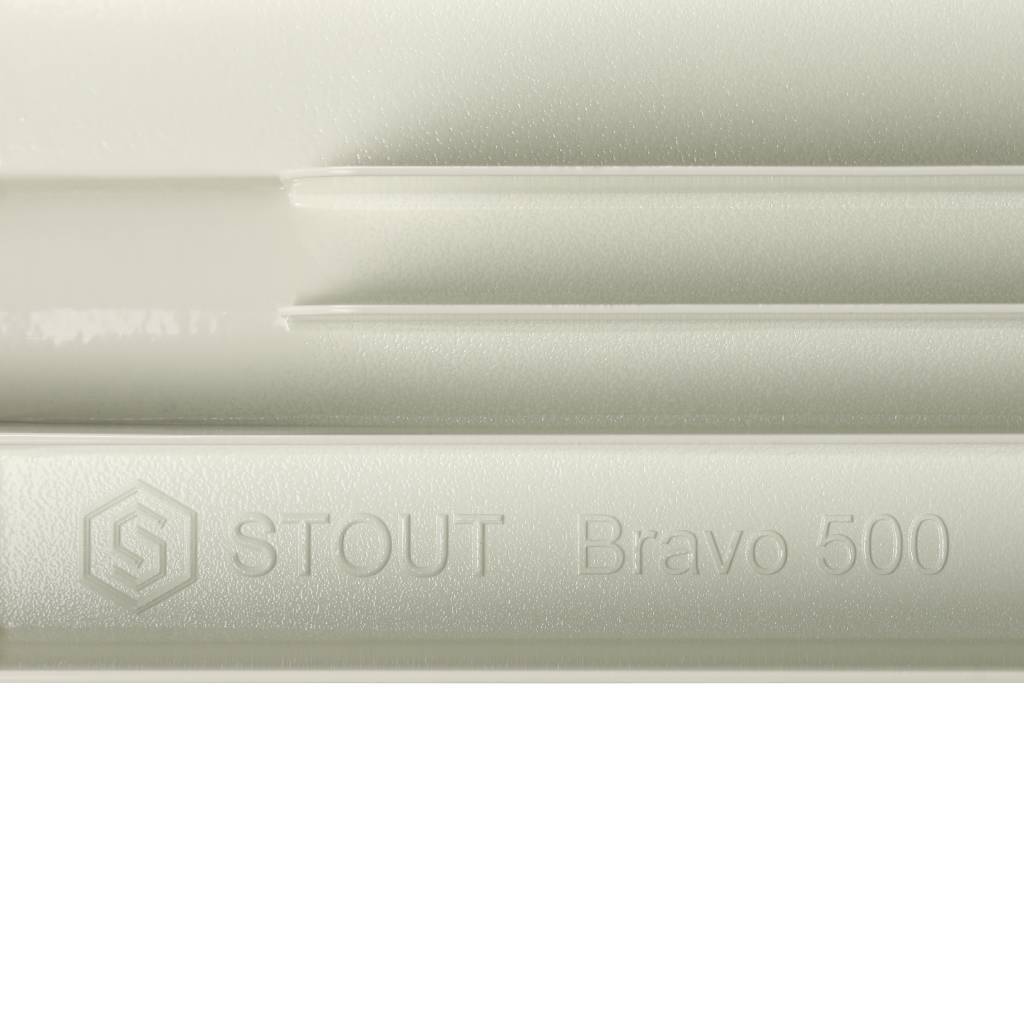 Распродажа: Радиатор алюминиевый STOUT Bravo 500 4 секции боковое подключение RAL9010, SRA-0110-050004