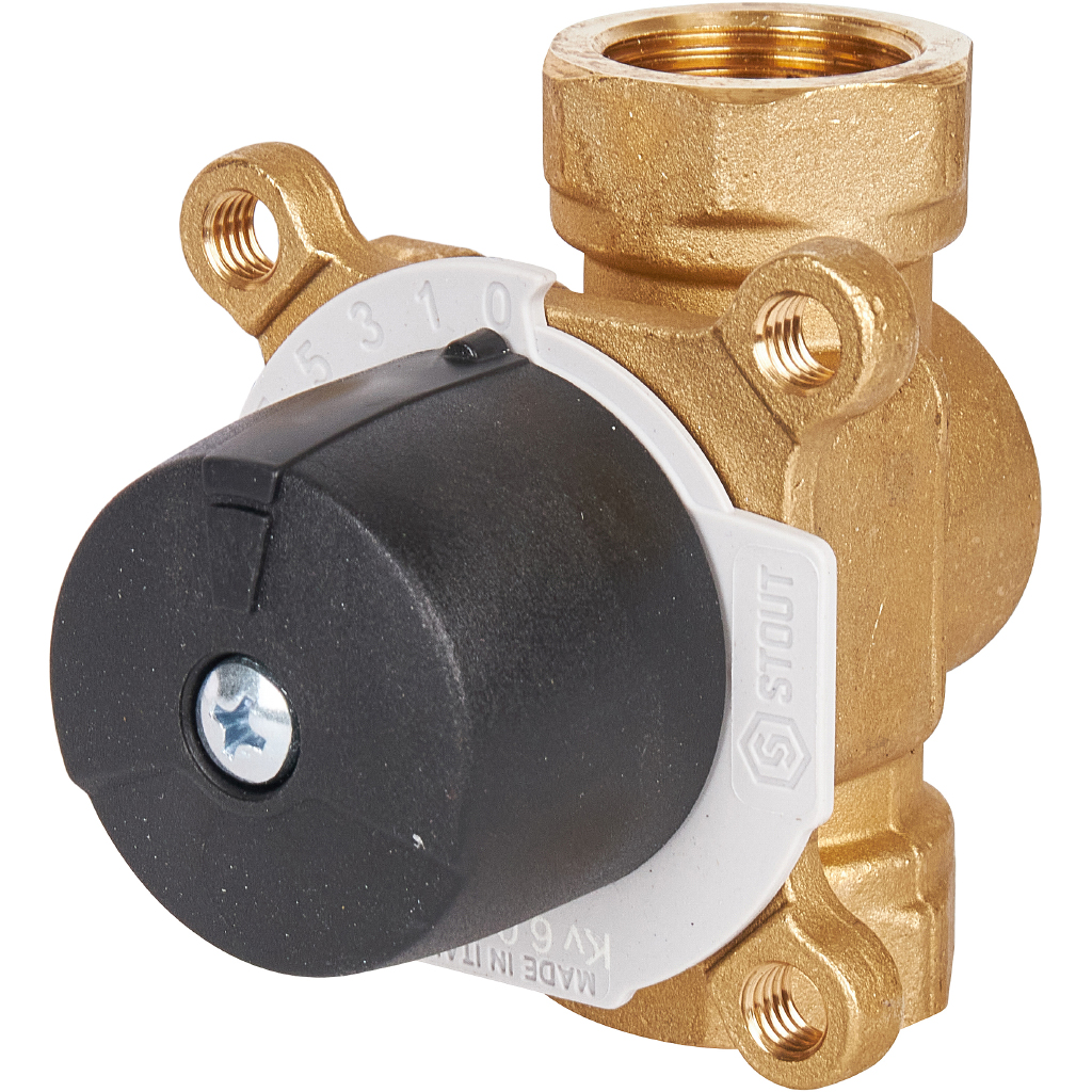 Трехходовой смесительный клапан STOUT 3/4 Kvs 6, SVM-0003-012002