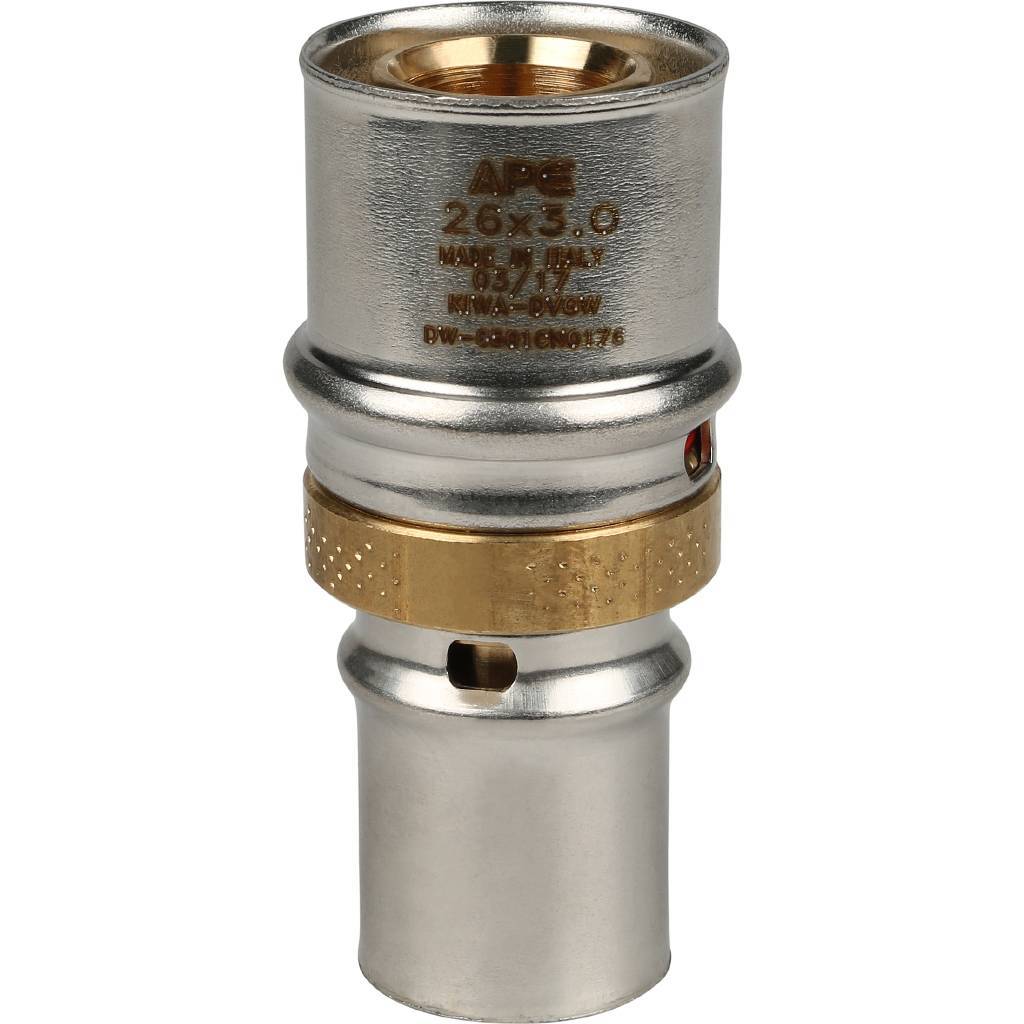 Муфта STOUT соединительная переходная 26х20 для металлопластиковых труб прессовой, SFP-0004-002620