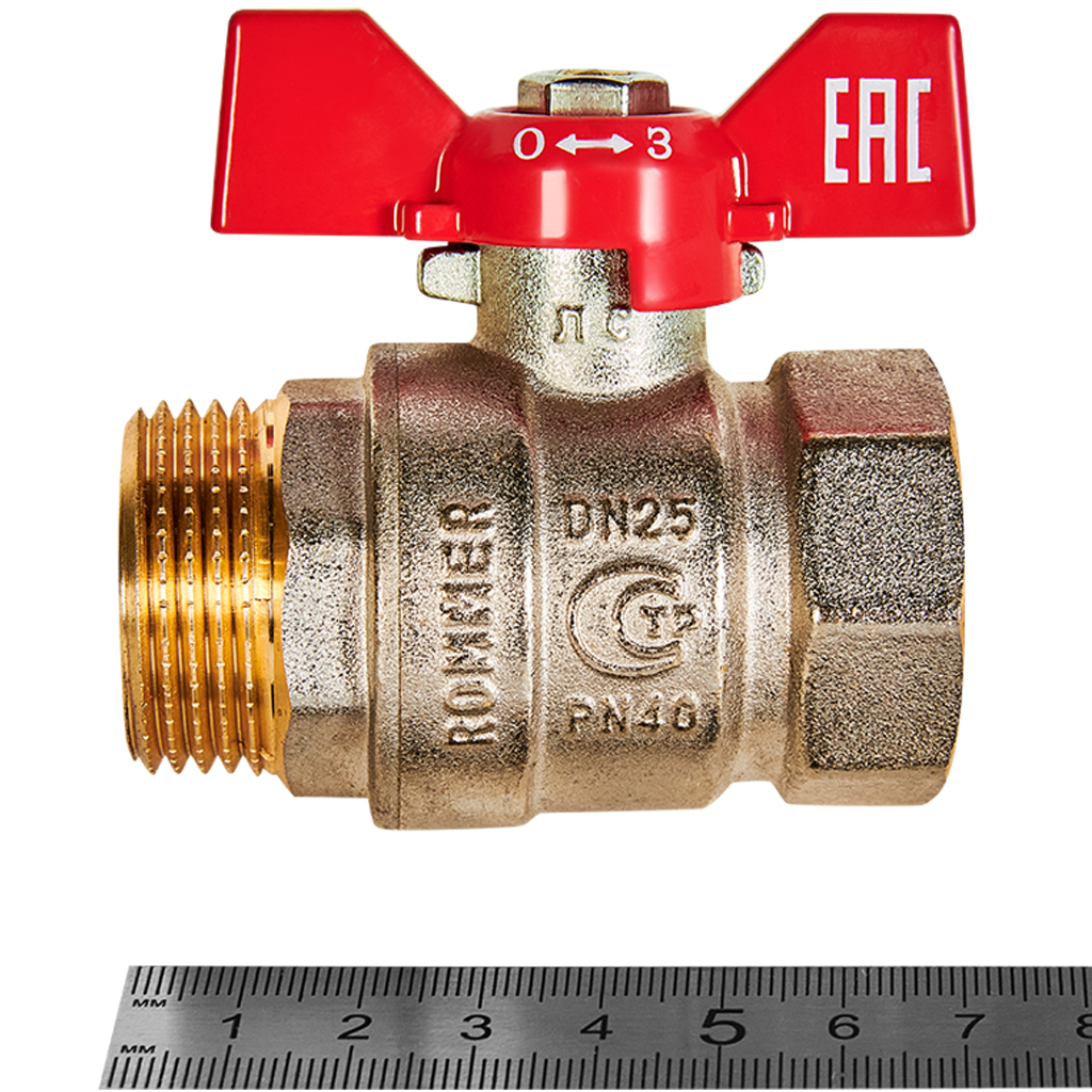 Кран шаровой ROMMER ВР/НР, ручка бабочка 1