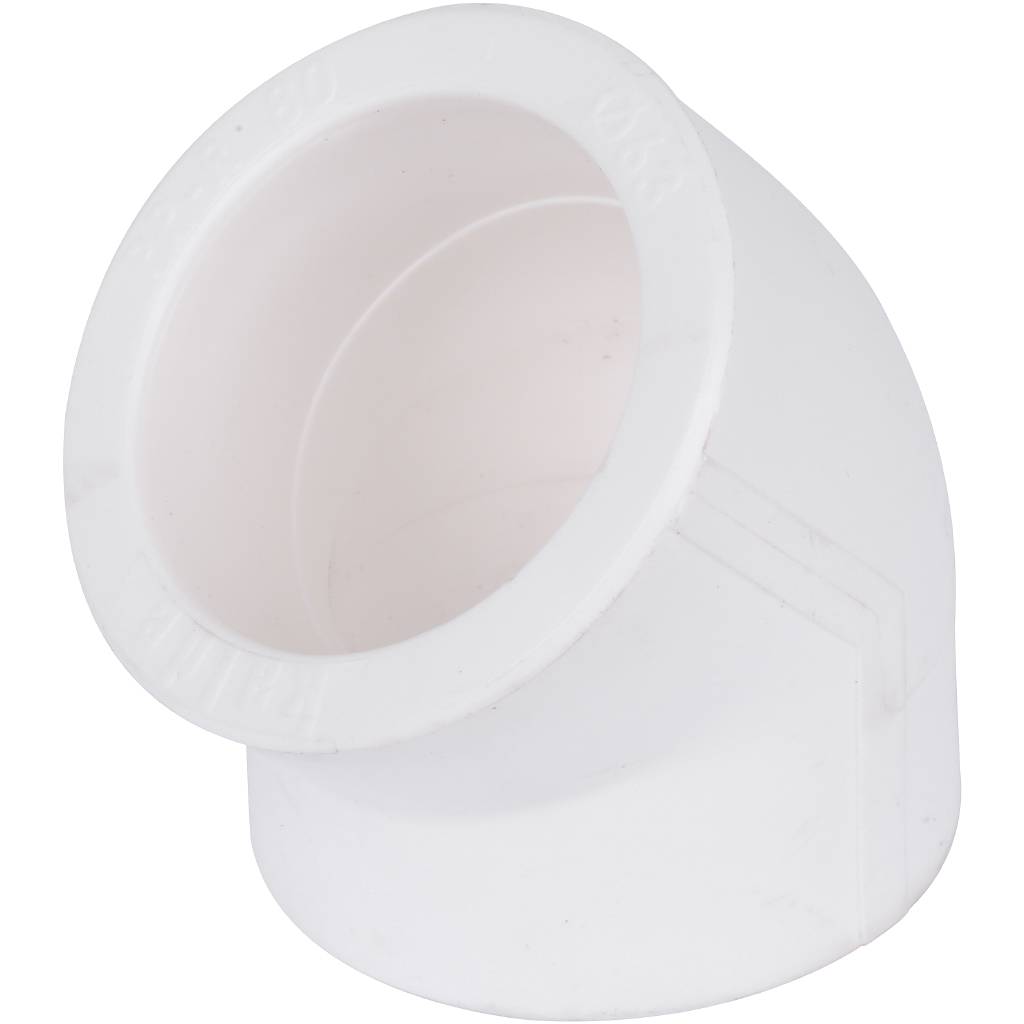 Угольник Kalde d=63 45* для полипропиленовых труб под сварку (цвет белый), R.3212-elb-630045