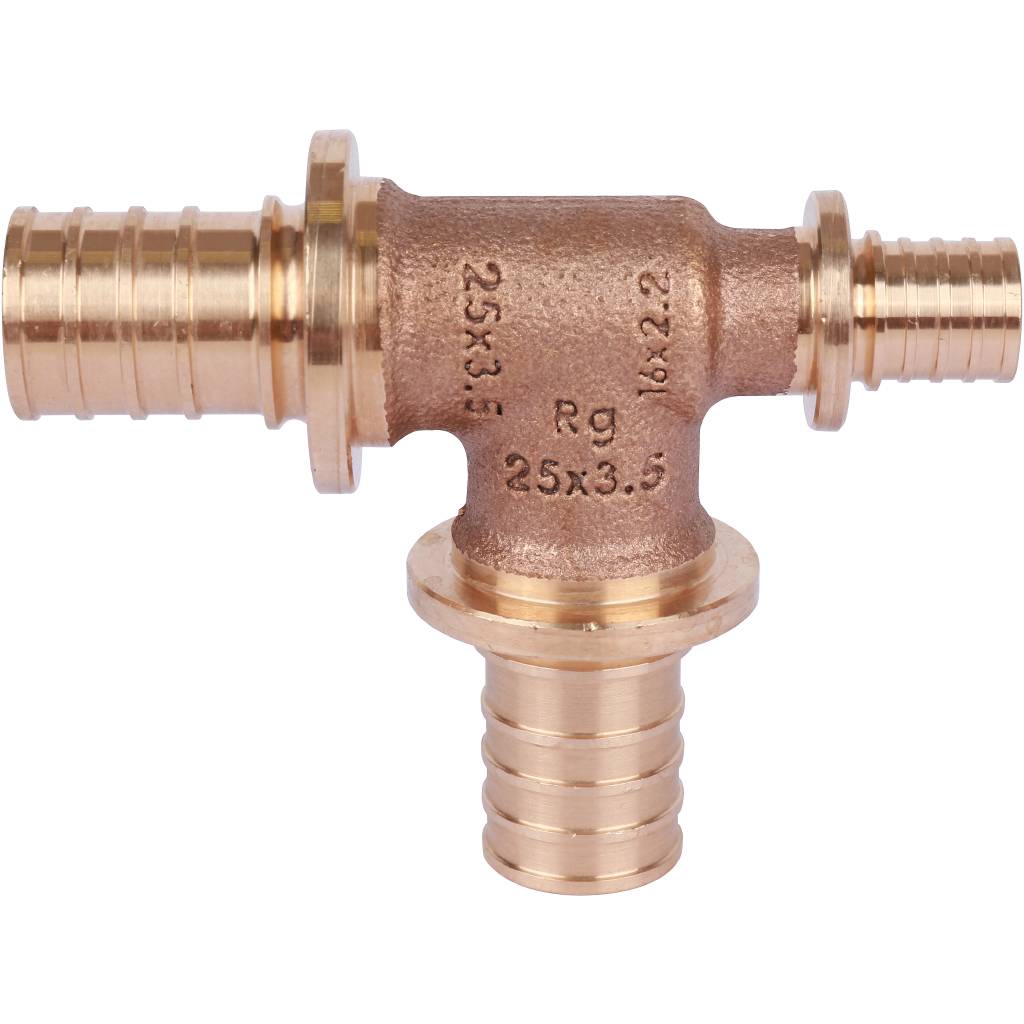 Тройник РЕХАУ RAUTITAN PLATINUM с уменьшенным торцевым проходом 25-25-16 RX для труб из сшитого полиэтилена аксиальный