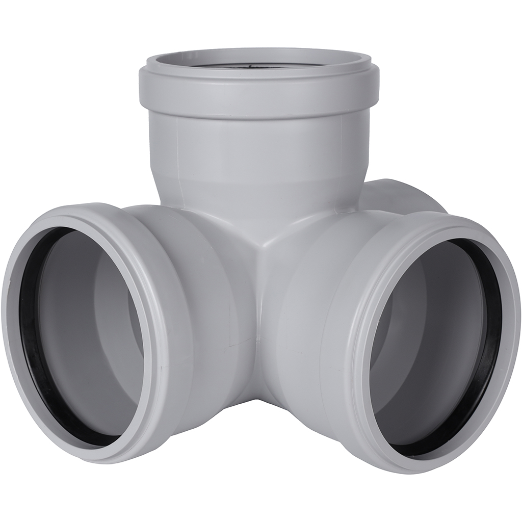 Крестовина двухплоскостная канализационная бесшумная STOUT D 110 х 110 х 110 / 87,5°