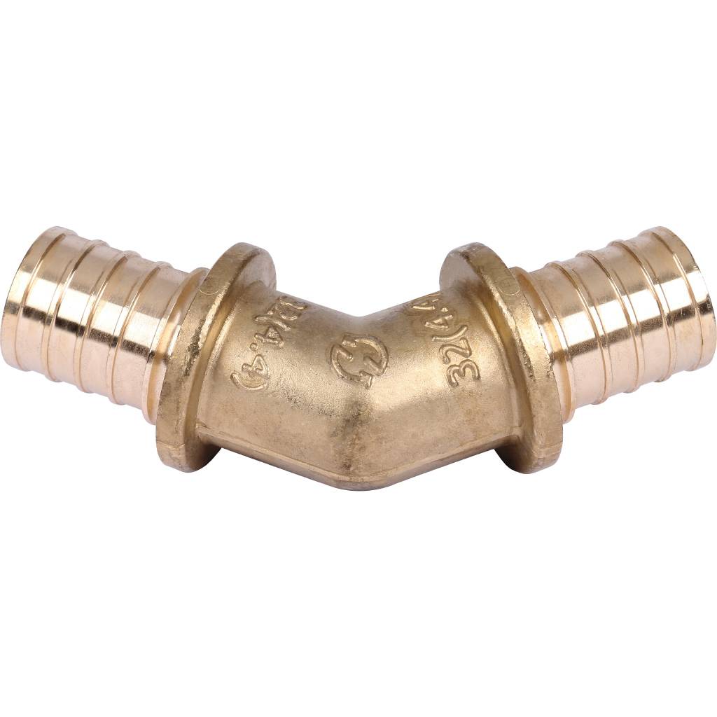 Угольник STOUT 45° 32 для труб из сшитого полиэтилена аксиальный