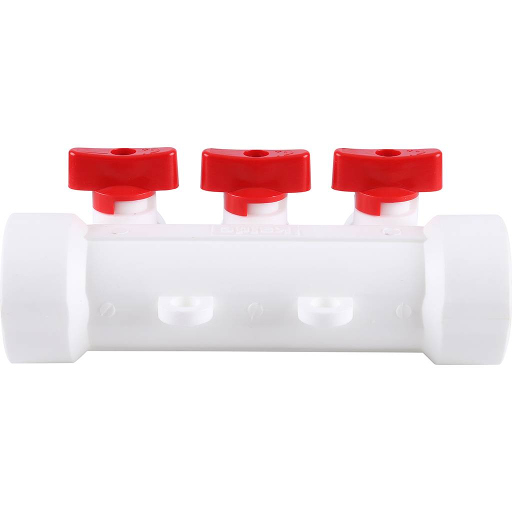 Коллектор с запорными кранами для полипропиленовых труб Kalde (3 выхода)