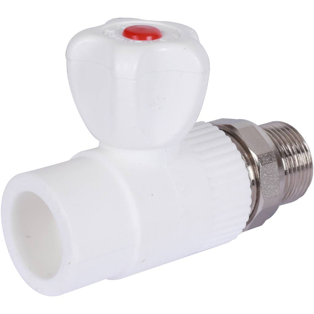 Кран шаровой Политэк 25х3/4 для радиатора прямой для полипропиленовых труб под сварку (цвет белый)