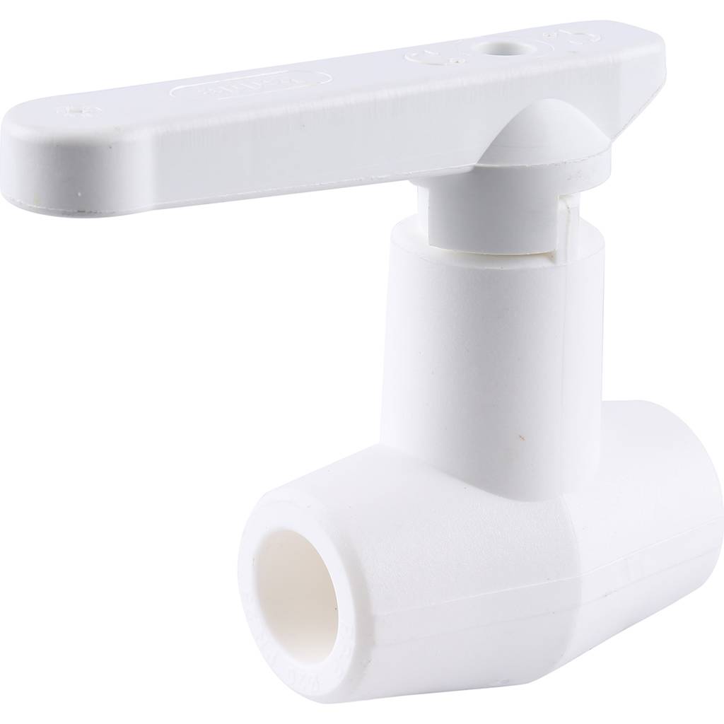 Кран шаровой Kalde d=20 для полипропиленовых труб под штукатурку (цвет белый), 3242-vlb-200002